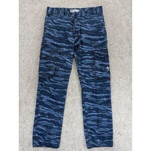 LRG ILL Denim Kids Tiger Stripe Camo Pants Men's 32x31 Blue Ripstop Straight Y2K